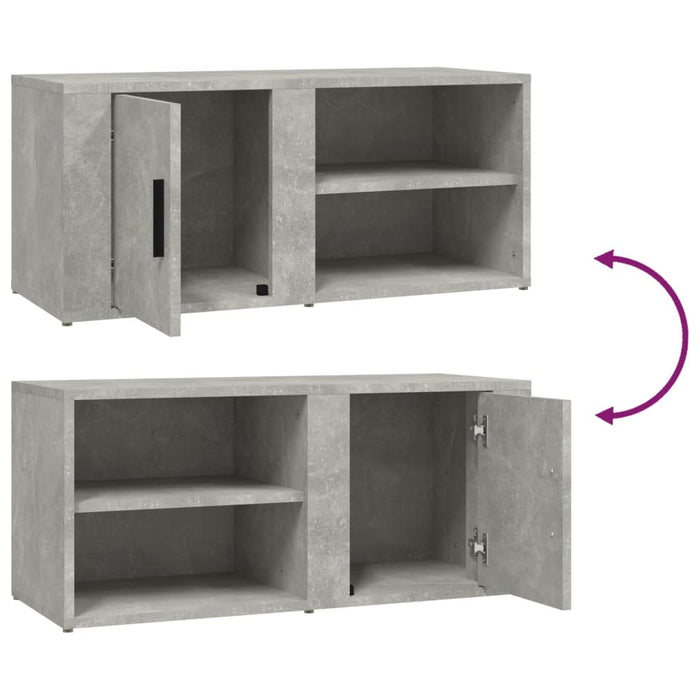 Comode TV, 2 buc., gri beton, 80x31,5x36 cm, lemn prelucrat - WALTI WALTI