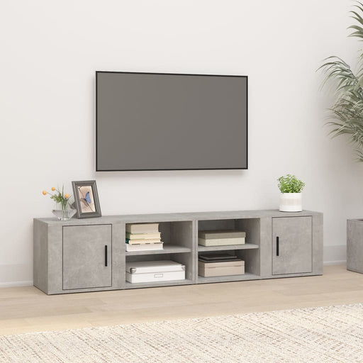 Comode TV, 2 buc., gri beton, 80x31,5x36 cm, lemn prelucrat - WALTI WALTI