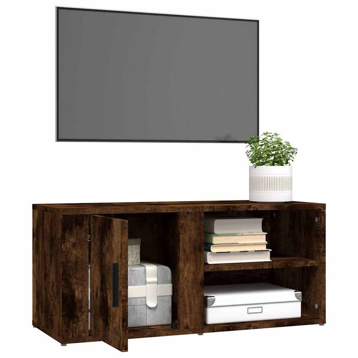 Comodă TV, stejar fumuriu, 80x31,5x36 cm, lemn prelucrat WALTI
