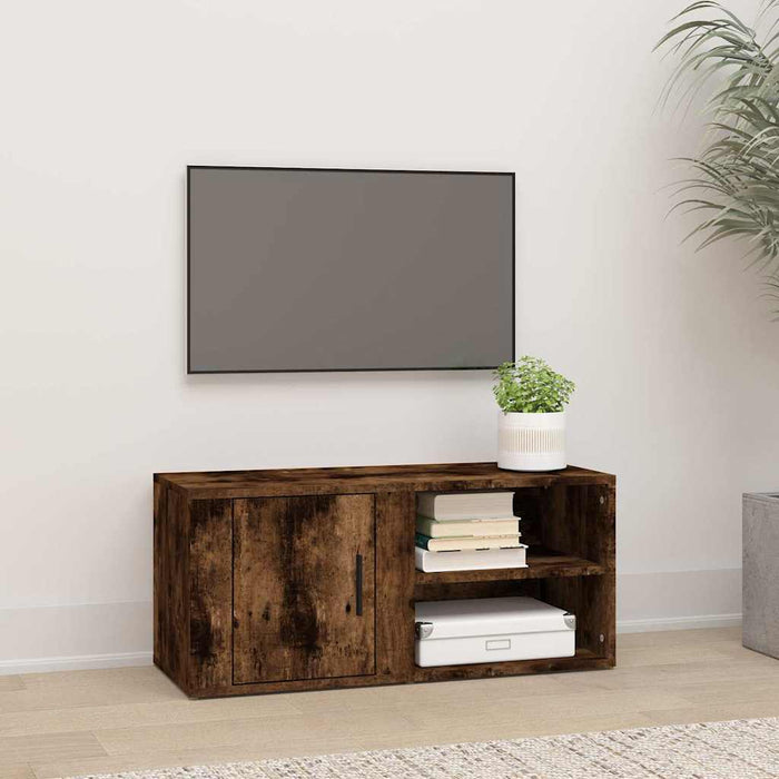 Comodă TV, stejar fumuriu, 80x31,5x36 cm, lemn prelucrat WALTI