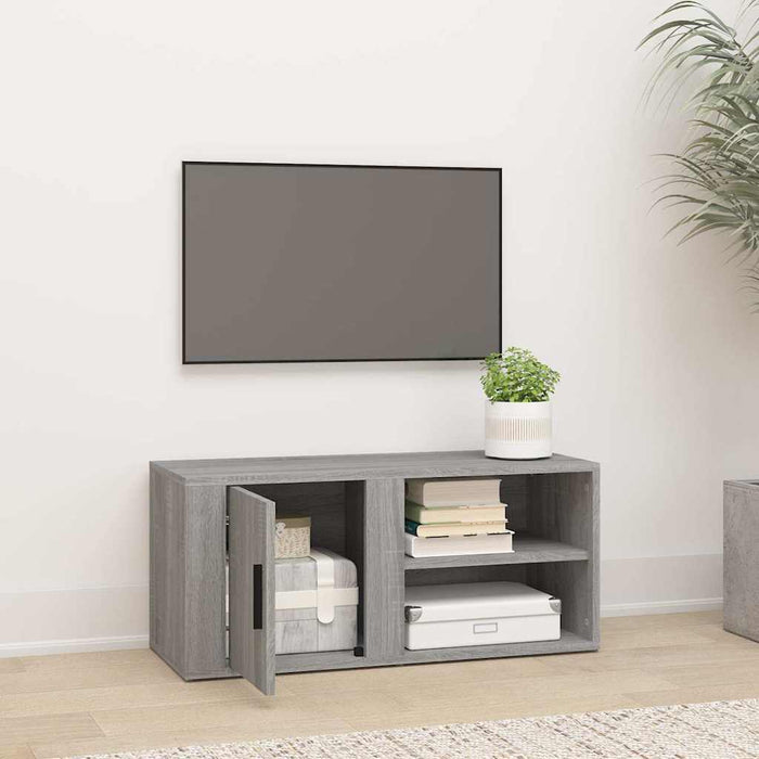 Comodă TV, gri sonoma, 80x31,5x36 cm, lemn prelucrat WALTI