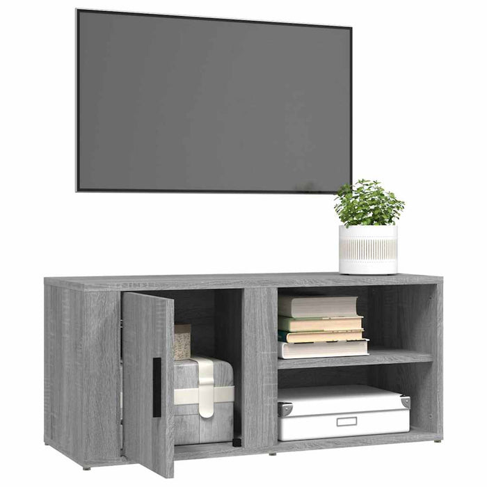 Comodă TV, gri sonoma, 80x31,5x36 cm, lemn prelucrat WALTI
