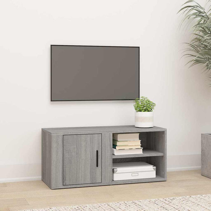 Comodă TV, gri sonoma, 80x31,5x36 cm, lemn prelucrat WALTI