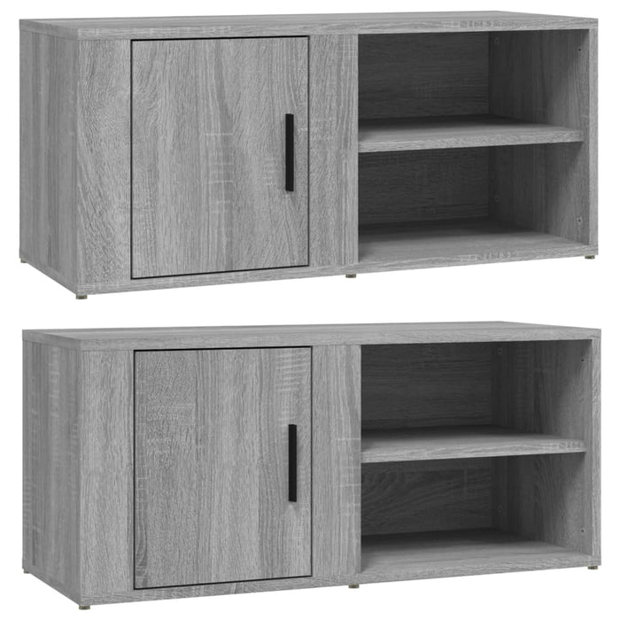 Comode TV, 2 buc., gri sonoma, 80x31,5x36 cm, lemn prelucrat - WALTI WALTI