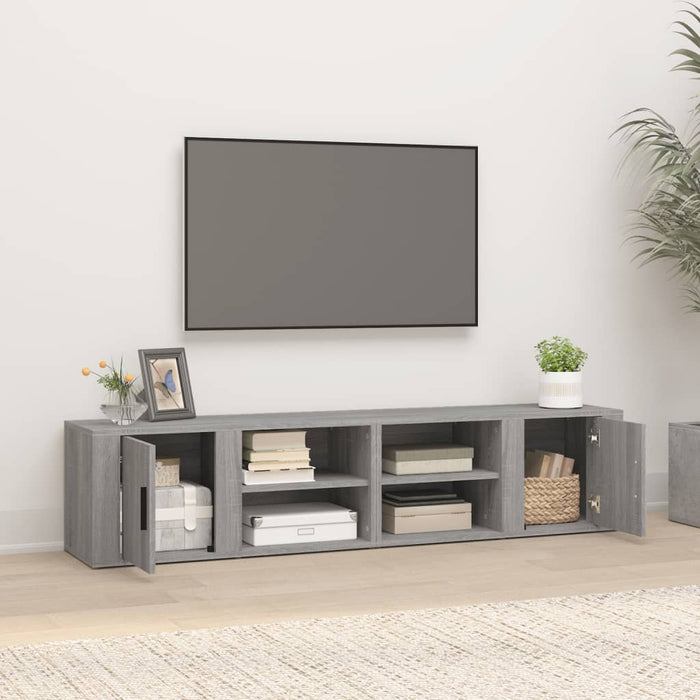 Comode TV, 2 buc., gri sonoma, 80x31,5x36 cm, lemn prelucrat - WALTI WALTI