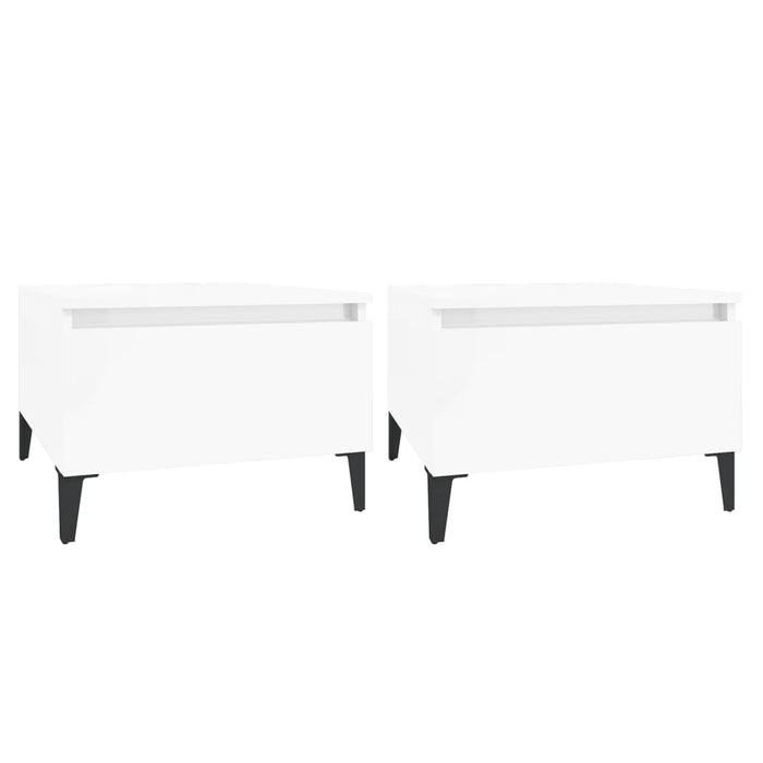 Mese laterale 2 buc. alb extralucios 50x46x35 cm lemn compozit - WALTI WALTI