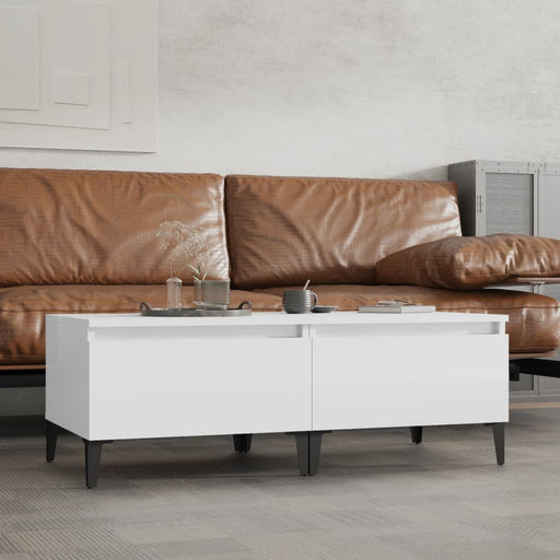 Mese laterale 2 buc. alb extralucios 50x46x35 cm lemn compozit - WALTI WALTI