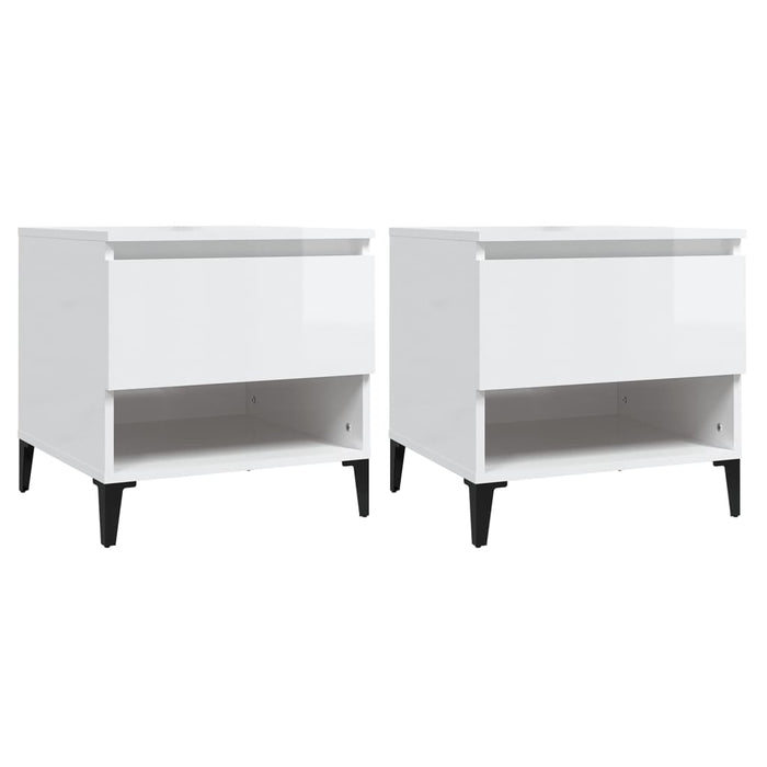 Mese laterale 2 buc. alb extralucios 50x46x50 cm lemn compozit - WALTI WALTI