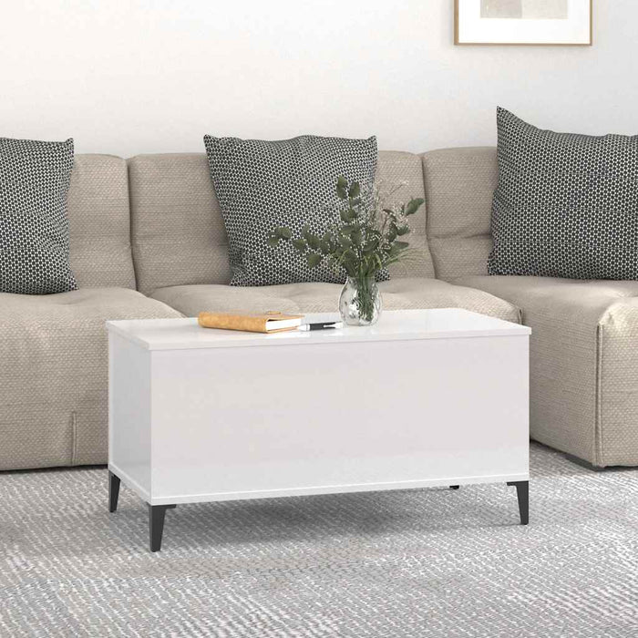 Măsuță de cafea, alb extralucios, 90x44,5x45 cm, lemn compozit - WALTI WALTI