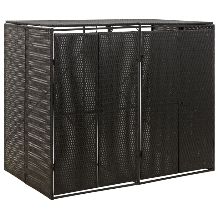 Magazie de pubele dublă, negru, 140x80x117 cm, poliratan - WALTI WALTI