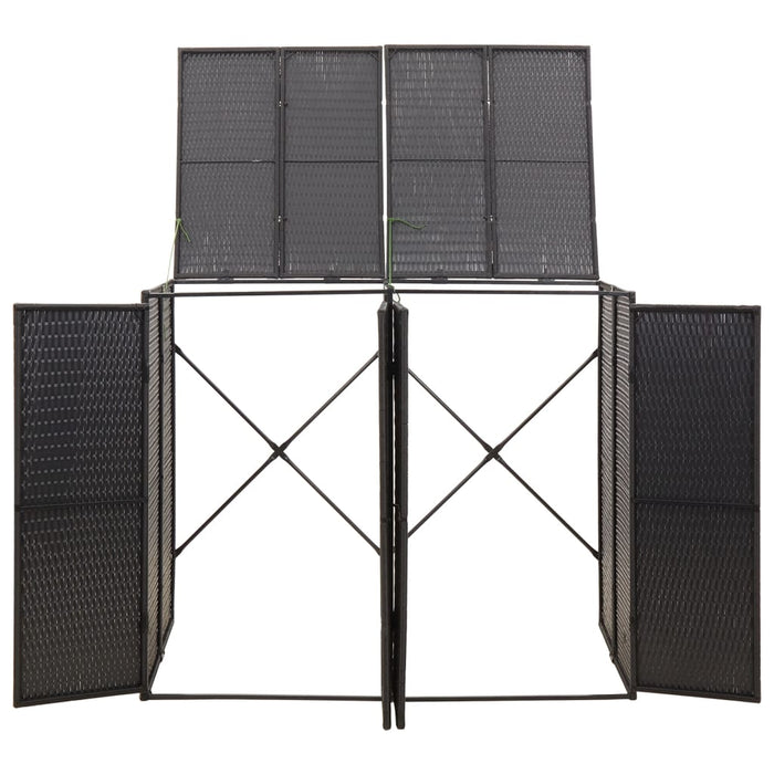 Magazie de pubele dublă, negru, 140x80x117 cm, poliratan - WALTI WALTI