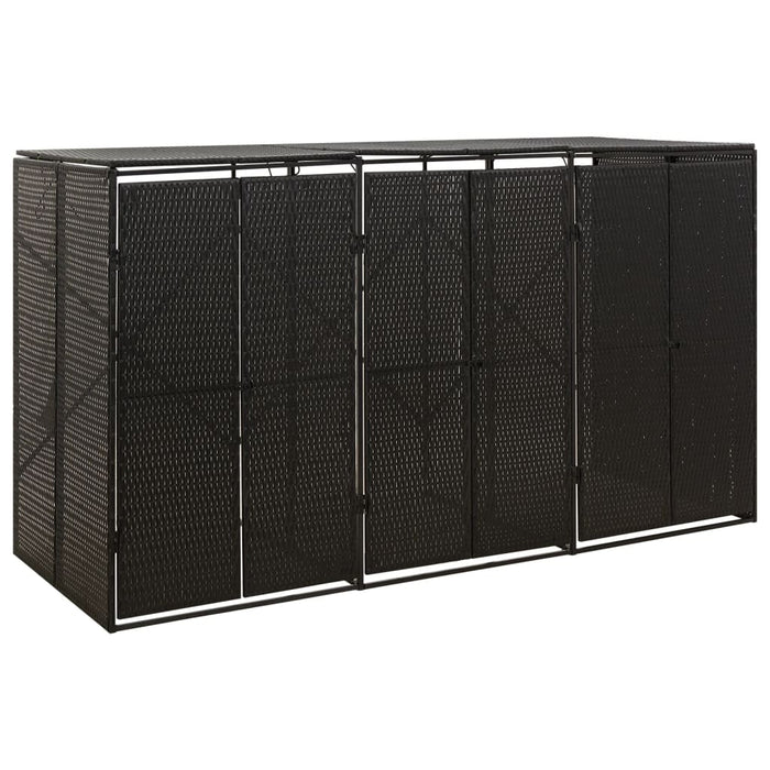 Magazie de pubele triplă, negru, 207x80x117 cm, poliratan - WALTI WALTI