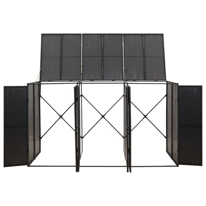 Magazie de pubele triplă, negru, 207x80x117 cm, poliratan - WALTI WALTI