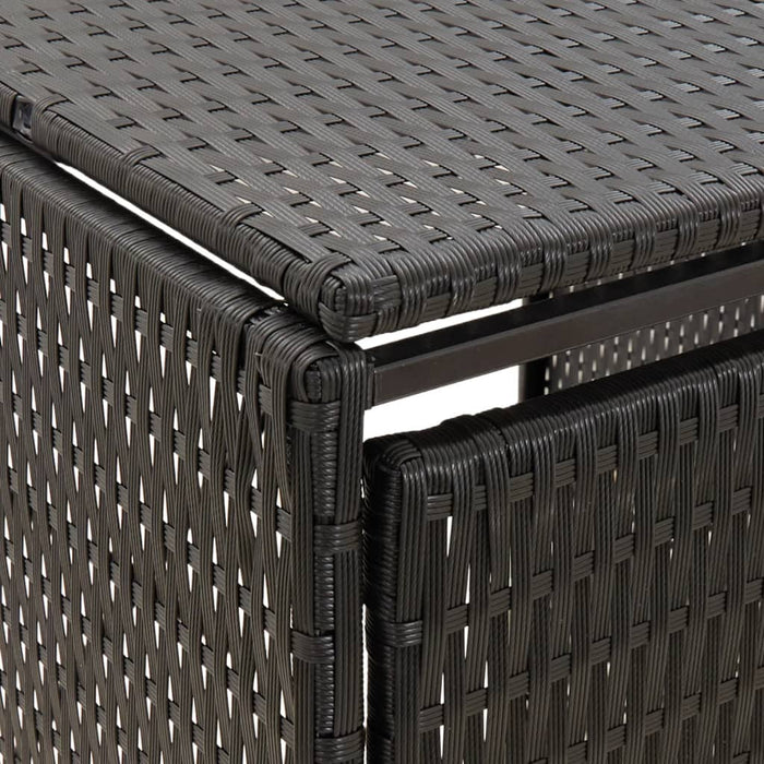 Magazie de pubele triplă, negru, 207x80x117 cm, poliratan - WALTI WALTI