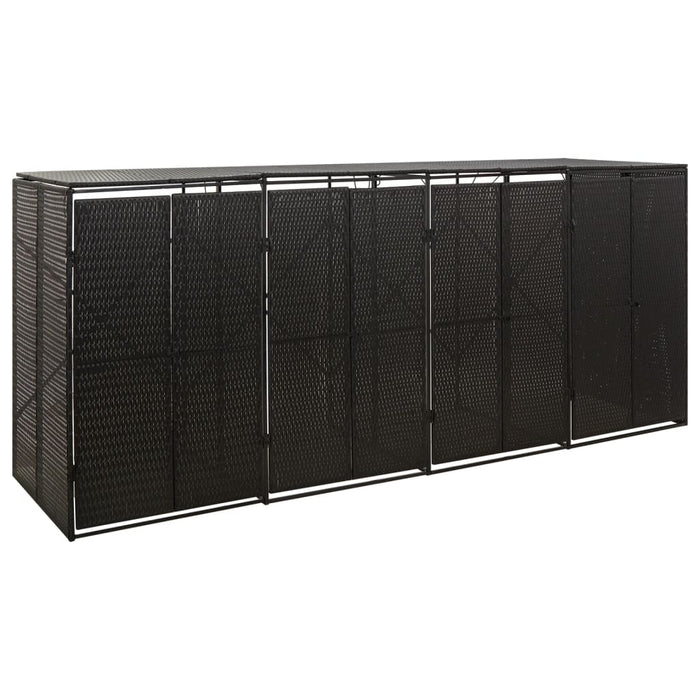 Magazie de pubele cvadruplă, negru, 274x80x117 cm, poliratan WALTI