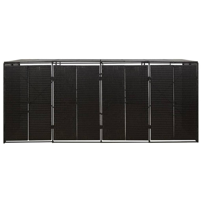 Magazie de pubele cvadruplă, negru, 274x80x117 cm, poliratan WALTI