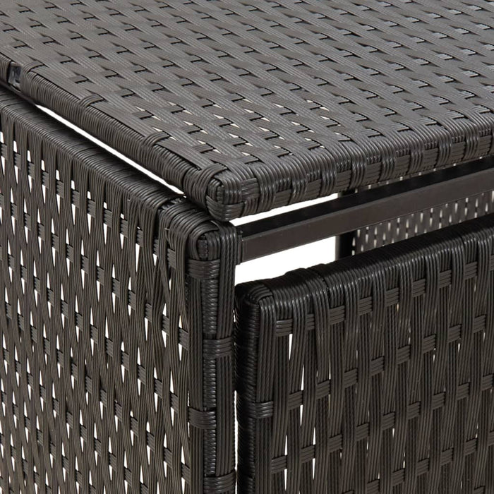 Magazie de pubele cvadruplă, negru, 274x80x117 cm, poliratan WALTI