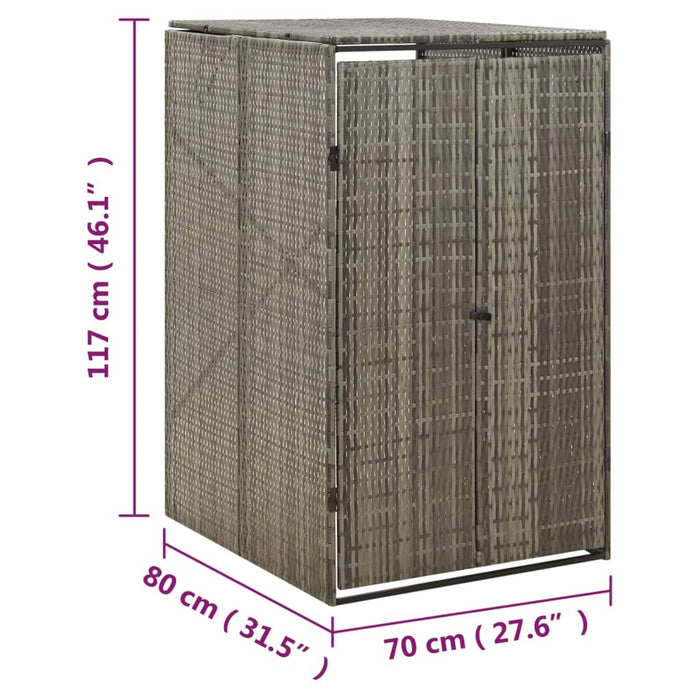 Magazie de pubelă cu roți, gri, 70x80x117 cm, poliratan - WALTI WALTI