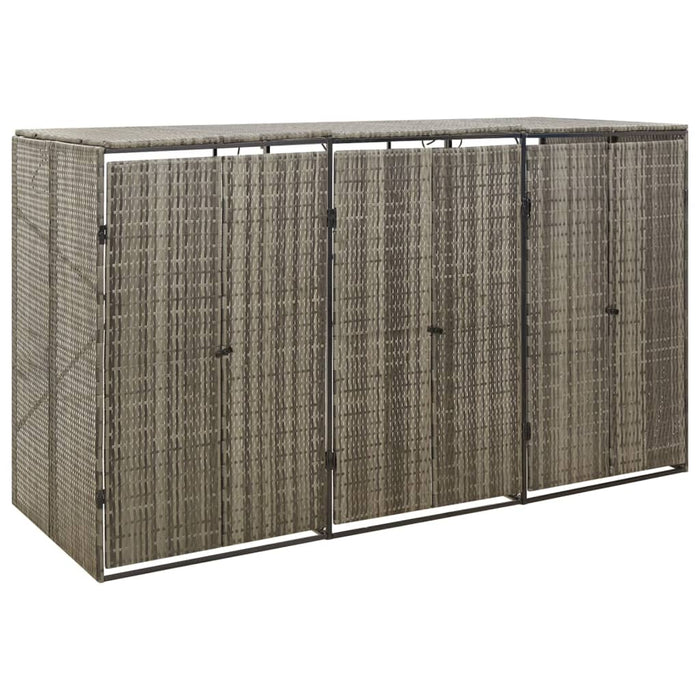 Magazie de pubele triplă, gri, 207x80x117 cm, poliratan - WALTI WALTI