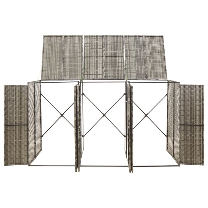 Magazie de pubele triplă, gri, 207x80x117 cm, poliratan - WALTI WALTI