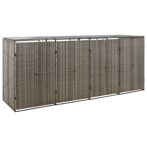 Magazie de pubele cvadruplă, gri, 274x80x117 cm, poliratan - WALTI WALTI