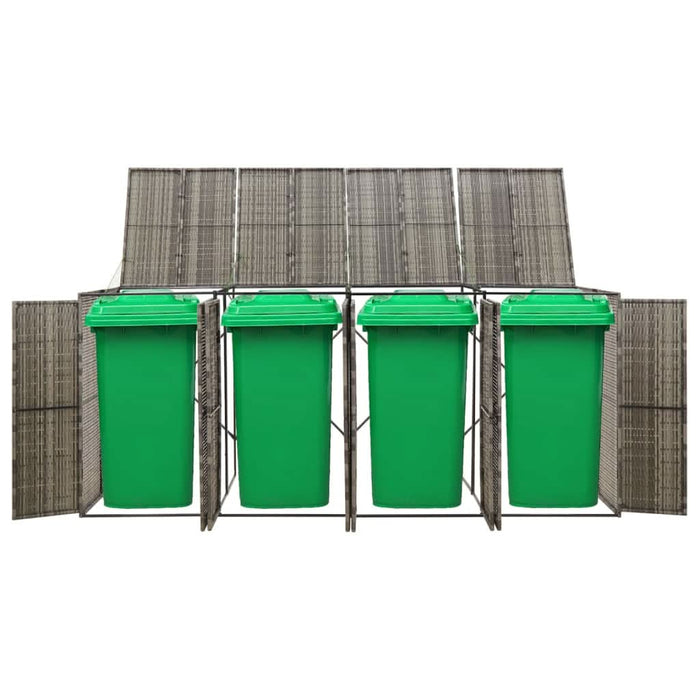Magazie de pubele cvadruplă, gri, 274x80x117 cm, poliratan - WALTI WALTI