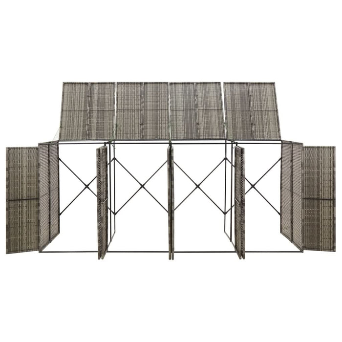 Magazie de pubele cvadruplă, gri, 274x80x117 cm, poliratan - WALTI WALTI