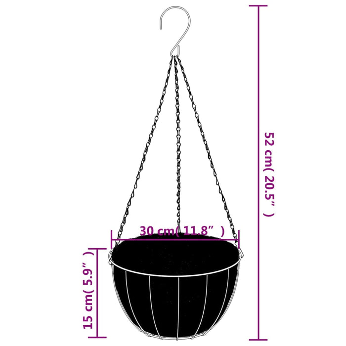 Jardiniere suspendate căptușeală cocos 4 buc. Ø 30x52cm oțel - WALTI WALTI