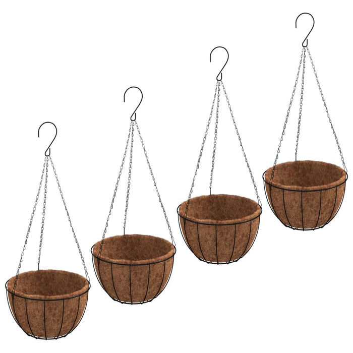 Jardiniere suspendate căptușeală cocos 4buc negru Ø35x52cm oțel - WALTI WALTI