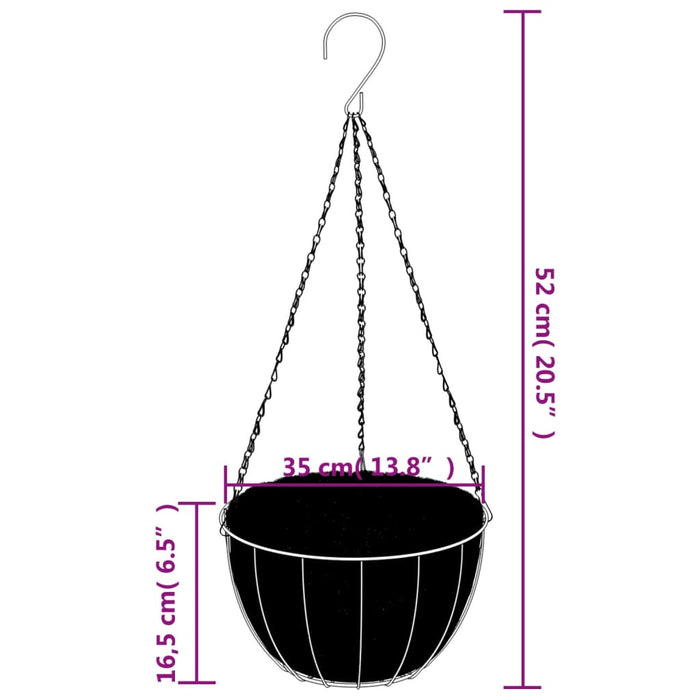 Jardiniere suspendate căptușeală cocos 4buc negru Ø35x52cm oțel - WALTI WALTI