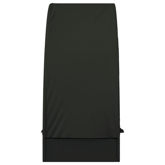 Șezlong cu acoperiș rotund, negru, 211x57x140 cm, poliratan - WALTI WALTI