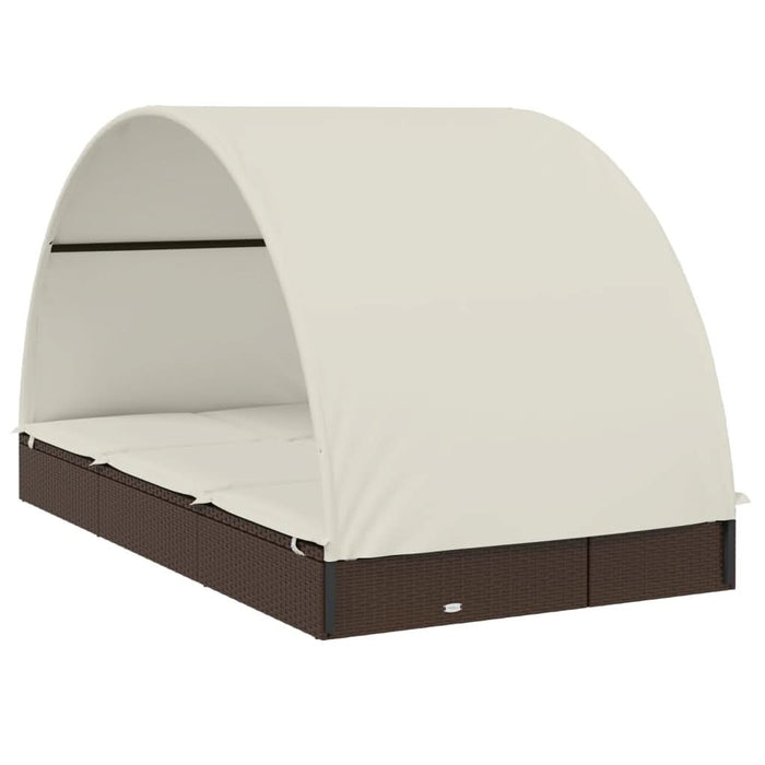 Șezlong 2 persoane acoperiș rotund maro 211x112x140cm poliratan - WALTI WALTI