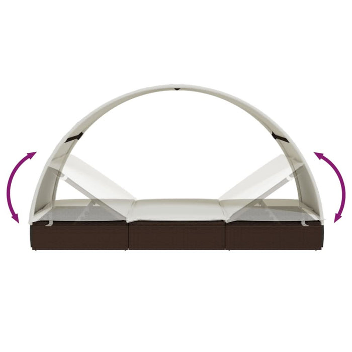 Șezlong 2 persoane acoperiș rotund maro 211x112x140cm poliratan - WALTI WALTI