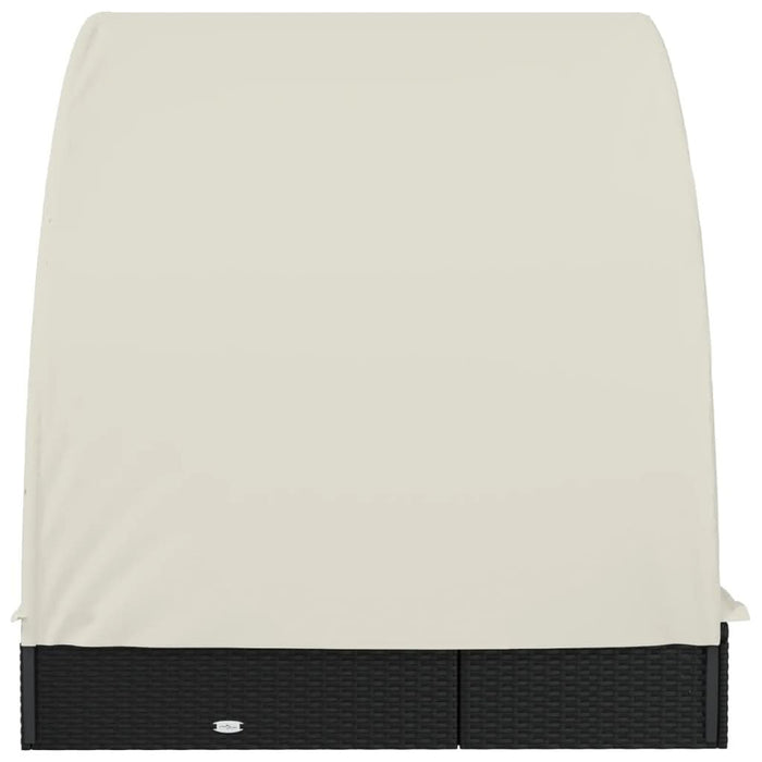 Șezlong 2 pers. acoperiș rotund negru 211x112x140 cm poliratan - WALTI WALTI