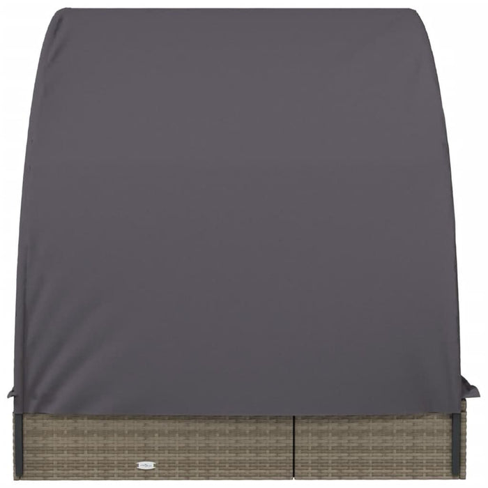 Șezlong 2 persoane acoperiș rotund gri 211x112x140 cm poliratan - WALTI WALTI