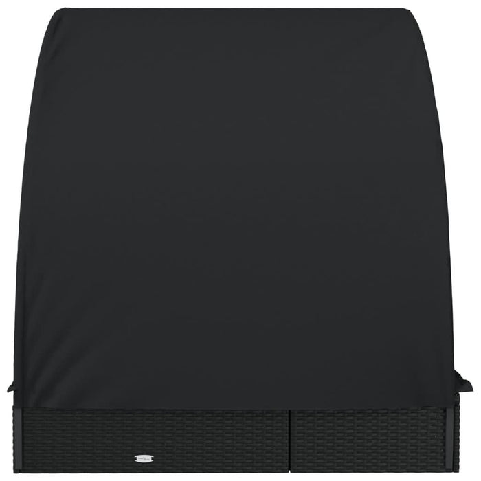Șezlong 2 pers. acoperiș rotund negru 211x112x140 cm poliratan - WALTI WALTI