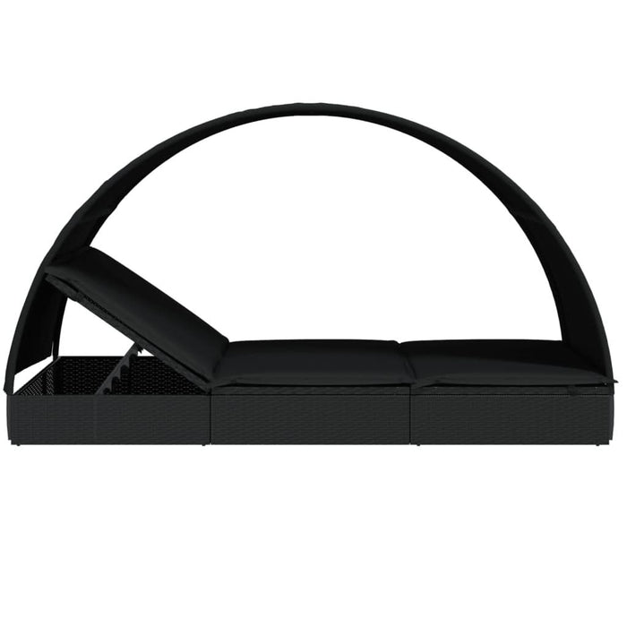 Șezlong 2 pers. acoperiș rotund negru 211x112x140 cm poliratan - WALTI WALTI