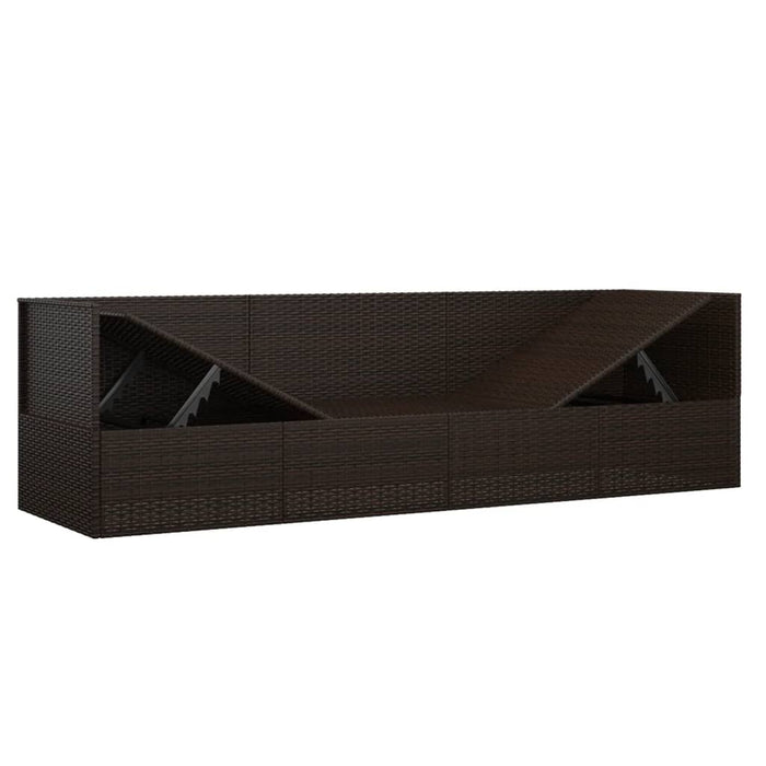 Pat șezlong pentru exterior cu perne, maro, poliratan - WALTI WALTI