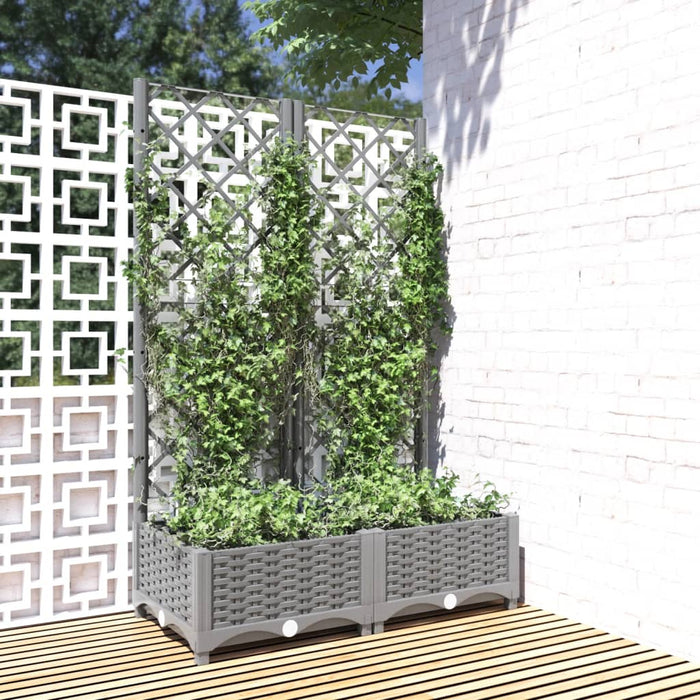 Jardinieră de grădină cu spalier gri deschis 80x40x121,5 cm PP WALTI