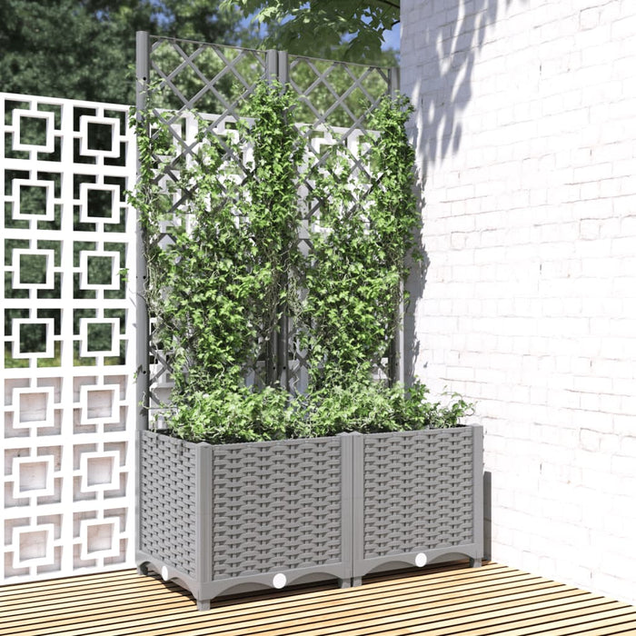 Jardinieră de grădină cu spalier, gri deschis, 80x40x136 cm, PP WALTI