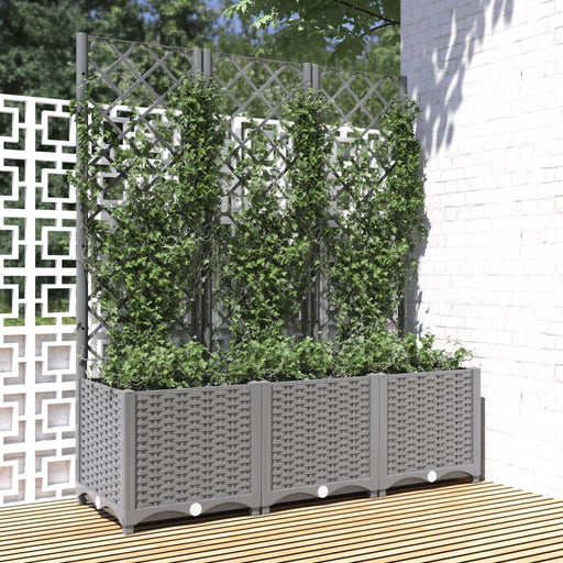 Jardinieră de grădină cu spalier, gri deschis, 120x40x136cm, PP - WALTI WALTI