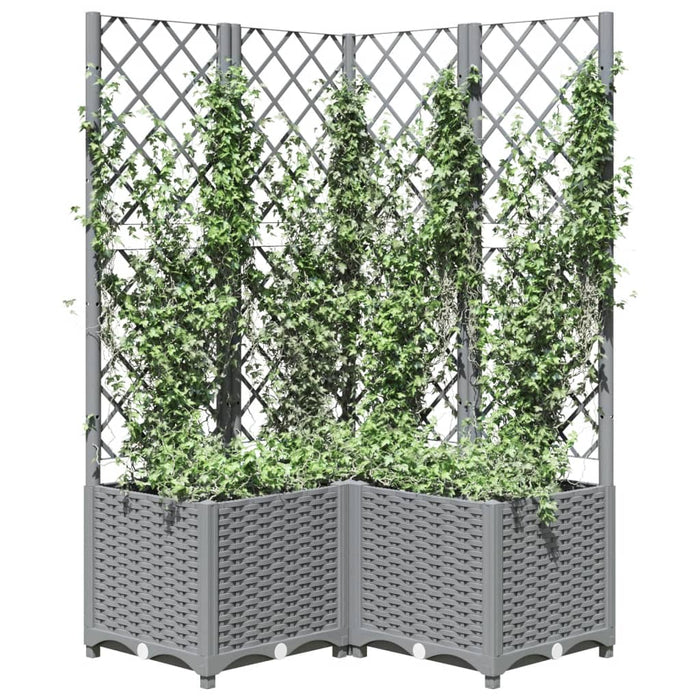 Jardinieră de grădină cu spalier, gri deschis, 80x80x136 cm, PP WALTI