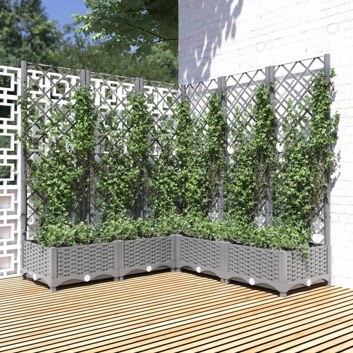 Jardinieră de grădină cu spalier gri deschis 120x120x121,5cm PP WALTI