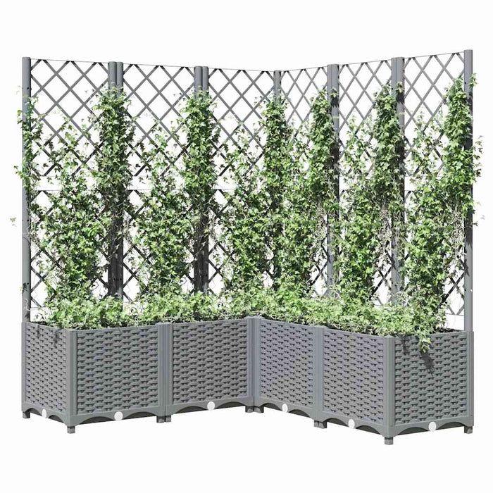 Jardinieră de grădină cu spalier gri deschis 120x120x136 cm PP WALTI