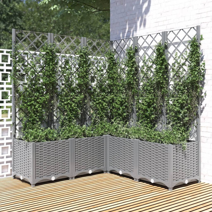 Jardinieră de grădină cu spalier gri deschis 120x120x136 cm PP WALTI