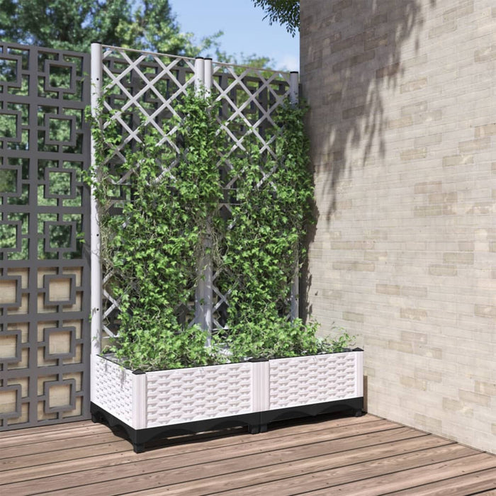 Jardinieră de grădină cu spalier, alb, 80x40x121,5 cm, PP WALTI