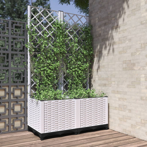 Jardinieră de grădină cu spalier, alb, 80x40x136 cm, PP - WALTI WALTI