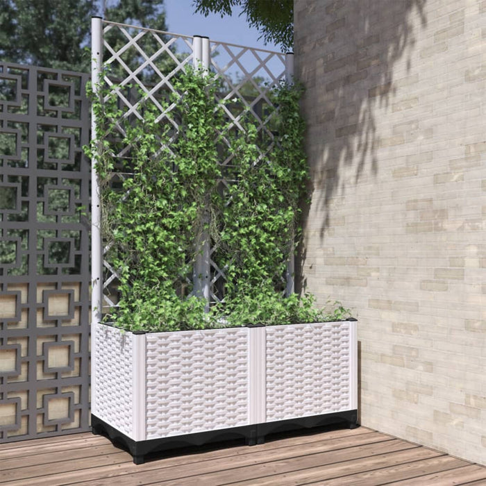 Jardinieră de grădină cu spalier, alb, 80x40x136 cm, PP WALTI