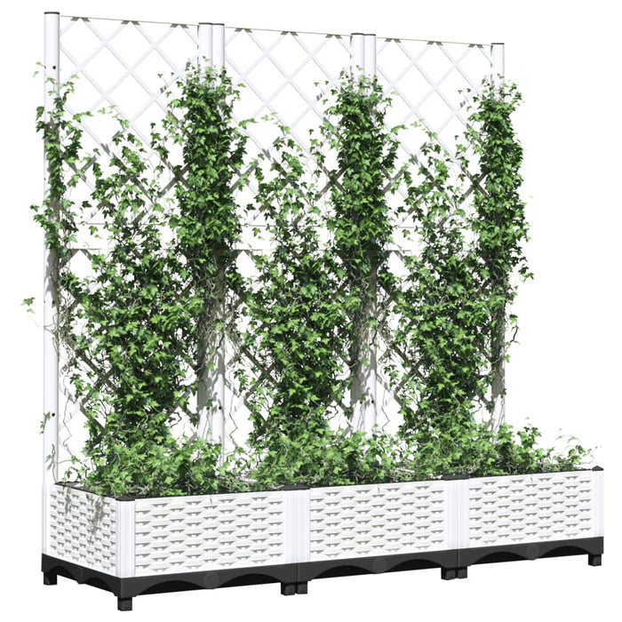 Jardinieră de grădină cu spalier, albă, 120x40x121,5 cm, PP WALTI