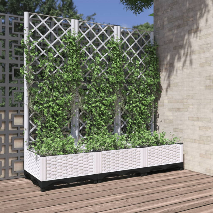 Jardinieră de grădină cu spalier, albă, 120x40x121,5 cm, PP WALTI